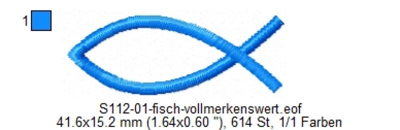 Stickdatei Fisch Ichthys für 4x6cm Stickrahmen S112-01